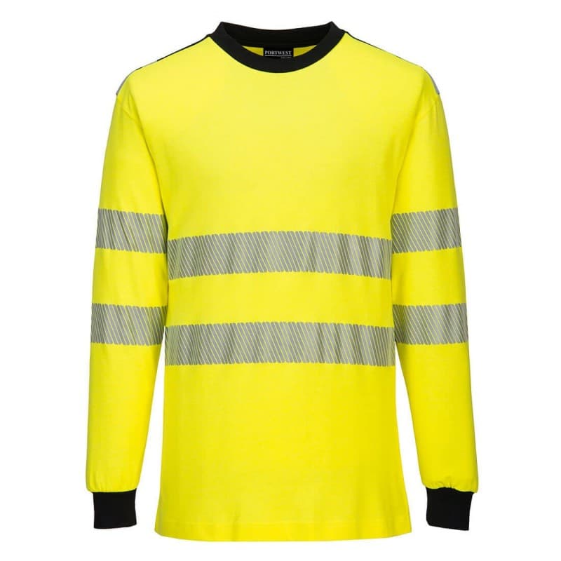 Portwest - Tee-shirt haute visibilité anti-feu manches longues WX3 - L - Jaune / Noir