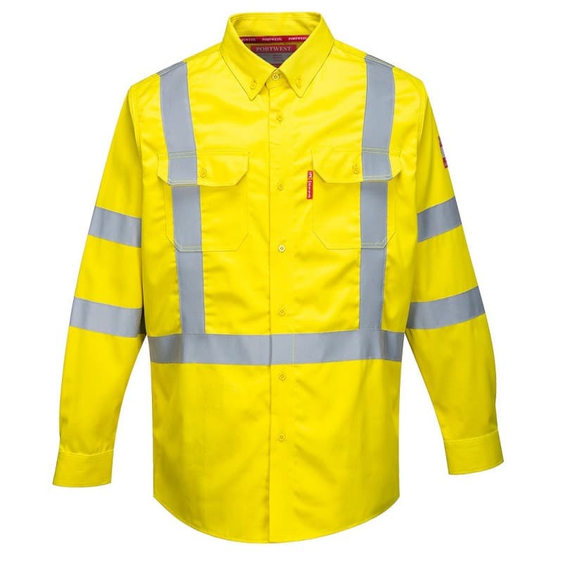 Portwest - Chemise de travail légère manches longues en Bizflame haute visibilité classe 3 - L - Jaune