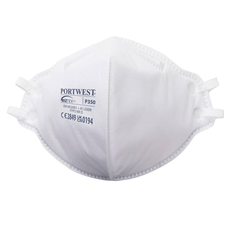 Portwest - Masques respiratoires jetables plats pliables sans valve FFP3 (Pack de 20) - Unique - Blanc
