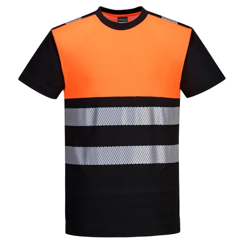 Portwest - Tee-shirt manches courtes PW3 haute visibilité classe 2 - 4XL - Noir / Orange