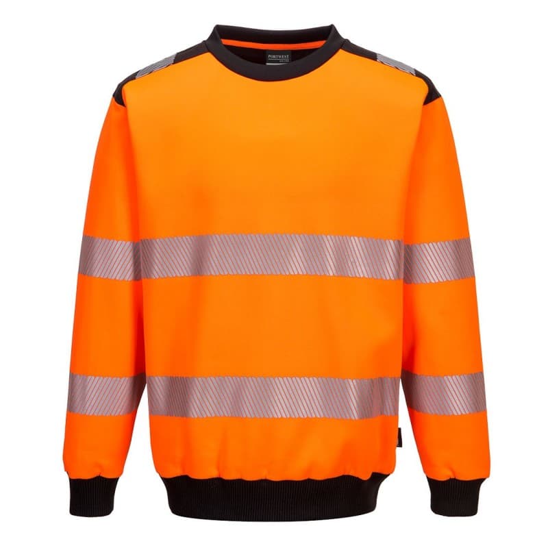 Portwest - Sweat-shirt à col rond PW3 haute visibilité classe 2 ou 3 - 4XL - Orange / Noir