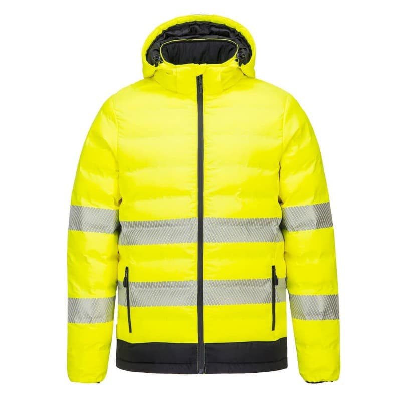 Portwest - Doudoune chauffante avec capuche haute visibilité classe 2 ou 3 - L - Jaune / Noir
