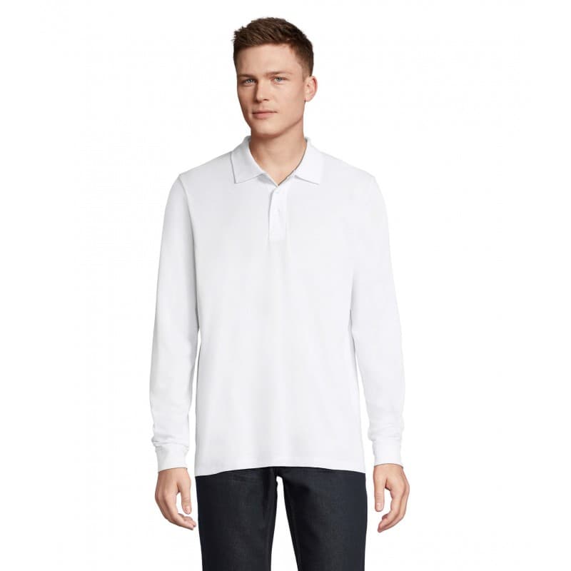 Sol's - Polo unisexe manche longue polycoton PRIME LSL - XS - Blanc