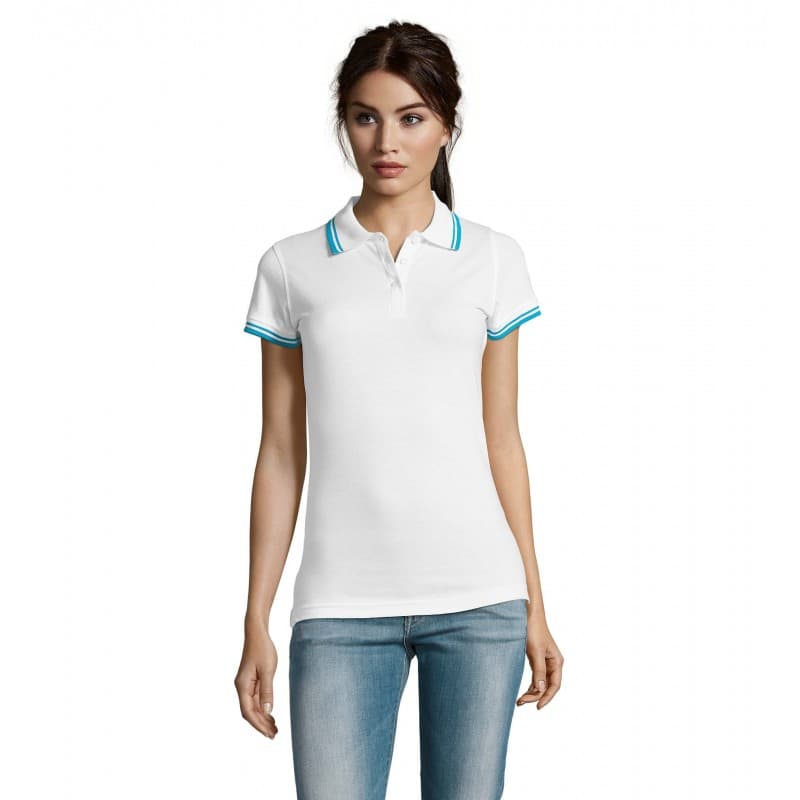 Sol's - Polo femme PASADENA WOMEN - S - Blanc / Bleu