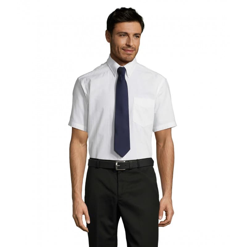Sol's - Chemise homme oxford manches courtes BRISBANE - S - Blanc