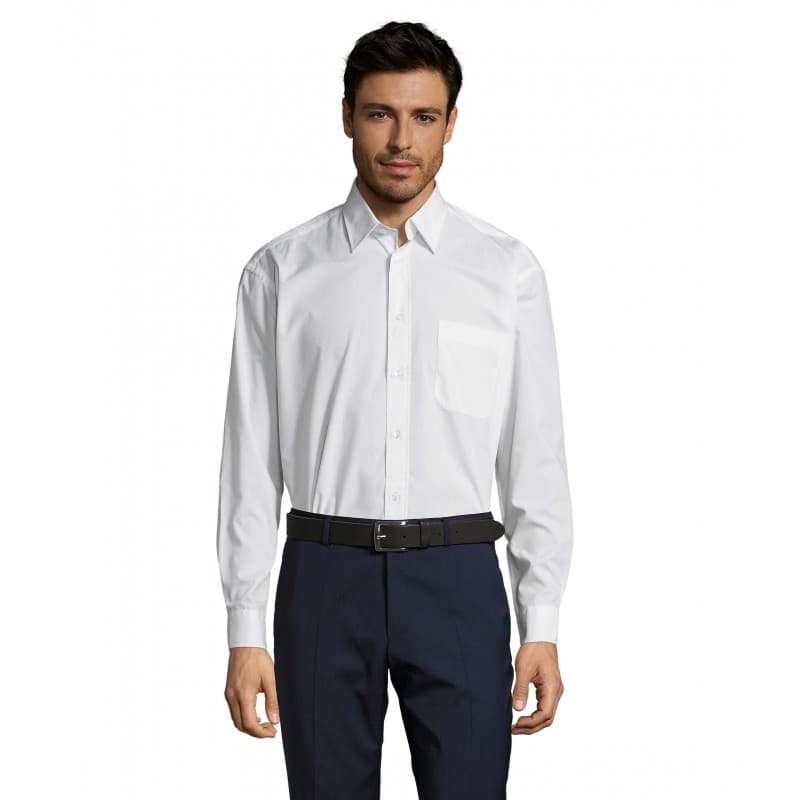 Sol's - Chemise homme popeline manches longues BALTIMORE - S - Blanc