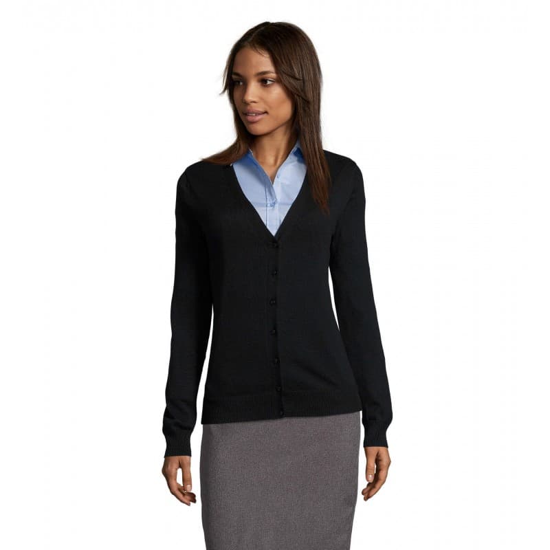 Sol's - Gilet femme boutonné col v GOLDEN WOMEN - S - Noir