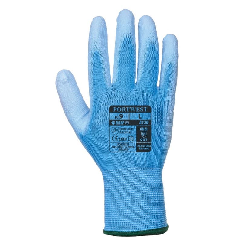 Portwest - Gants manutention Jauge 13 enduit PU lisse (Pack de 12) - 9 - Bleu