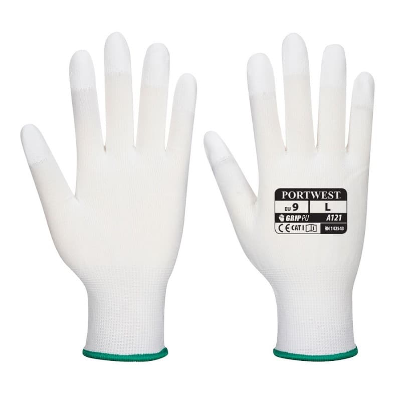 Portwest - Gants manutention en nylon avec doigts enduit PU lisse (Pack de 12) - 9 - Blanc