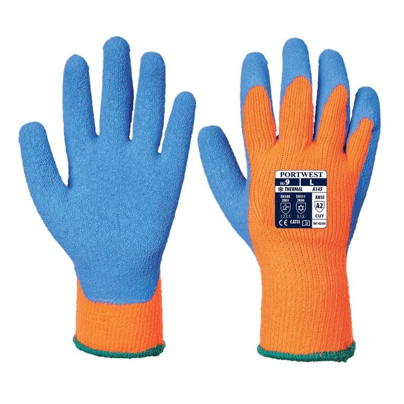 Portwest - Gants anti-froid Cold Grip jauge 7 enduit latex (Pack de 12) - 9 - Orange / Bleu