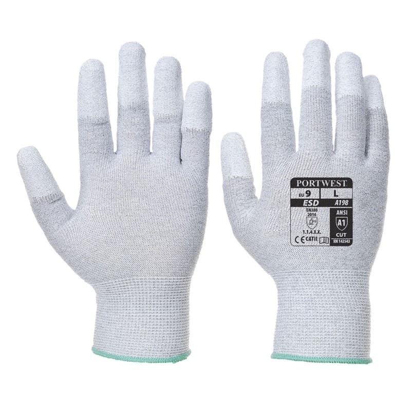 Portwest - Gants ESD avec doigts enduit PU (Pack de 12) - 9 - Gris