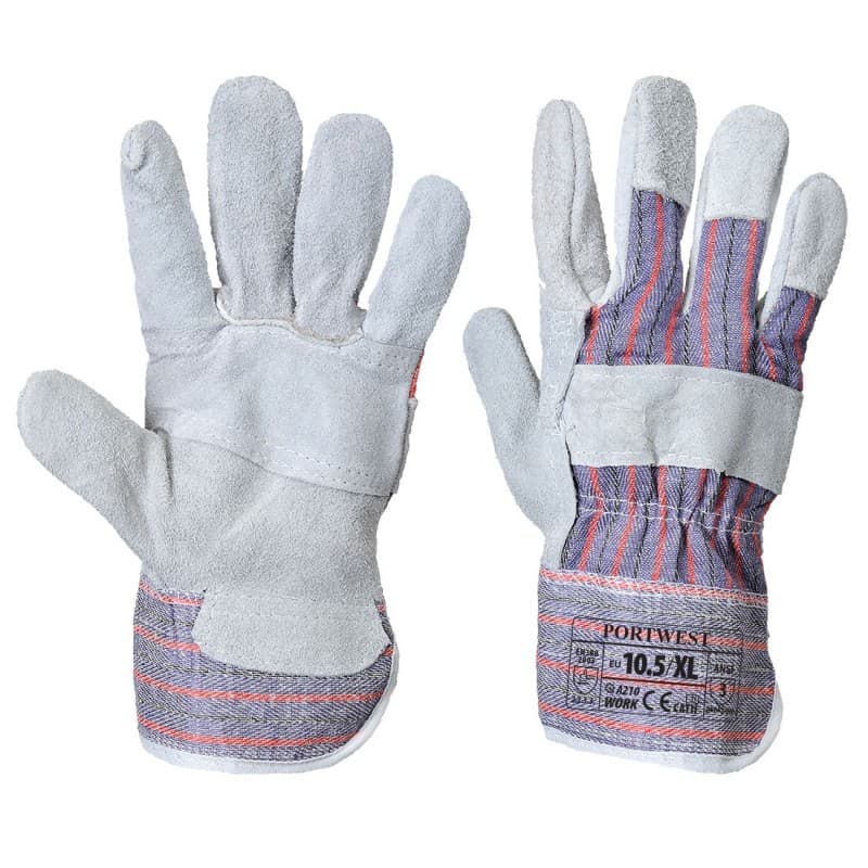 Portwest - Gants Docker en cuir de bovin (Pack de 12) - 10 - Gris