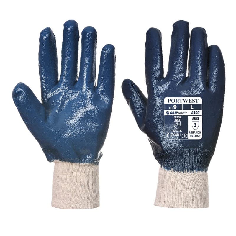 Portwest - Gants de protection en nitrile et poignet tricot (Pack de 12) - 9 - Bleu Marine