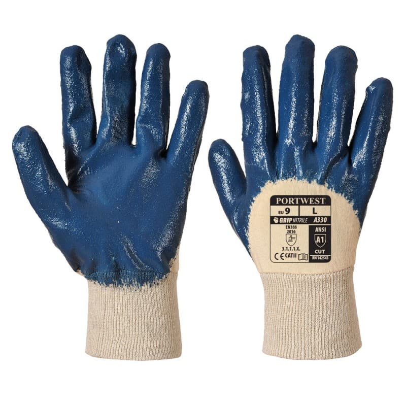 Portwest - Gants manutention enduit nitrile avec dos aéré et poignet tricot (Pack de 12) - 11 - Jaune