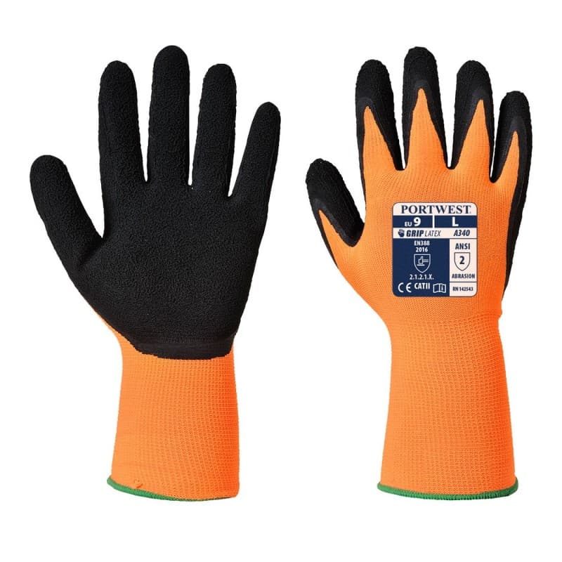 Portwest - Gants manutention enduit mousse de latex Grip HV (Pack de 12) - 9 - Orange / Noir