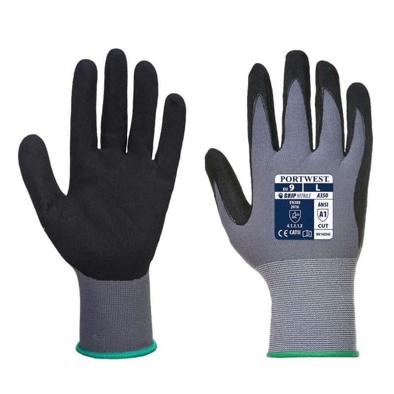 Portwest - Gants manutention nylon et élasthanne très légers DERMI FLEX (Pack de 12) - 9 - Noir