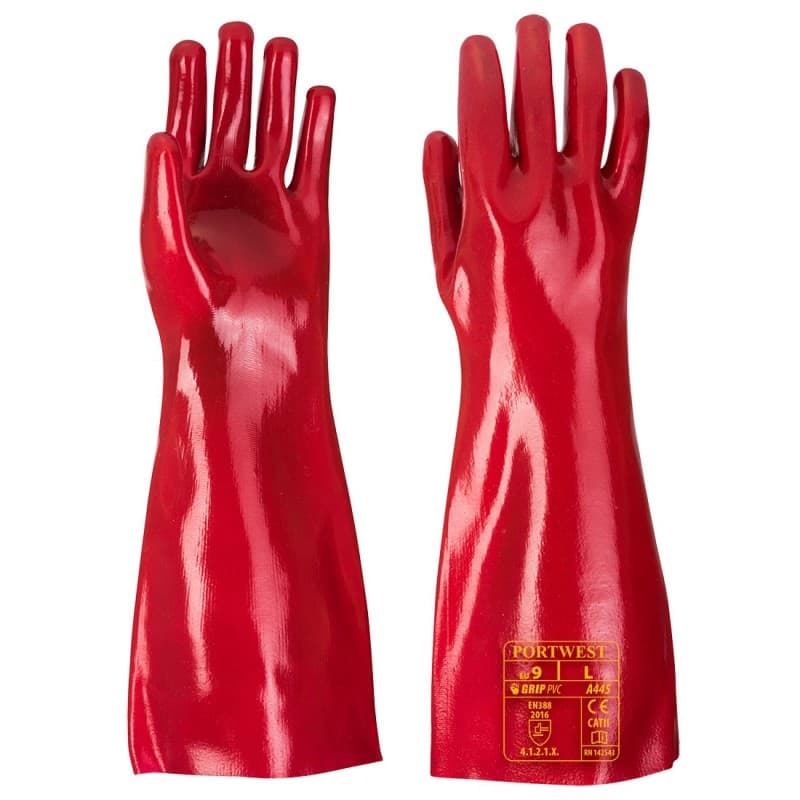 Portwest - Gants de protection contre les liquides en PVC 45cm (Pack de 12) - 10 - Rouge