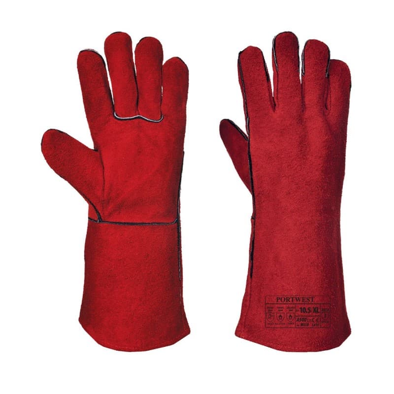 Portwest - Gants de soudeur en cuir croute de bovin norme EN12477 type A - 10 - Rouge