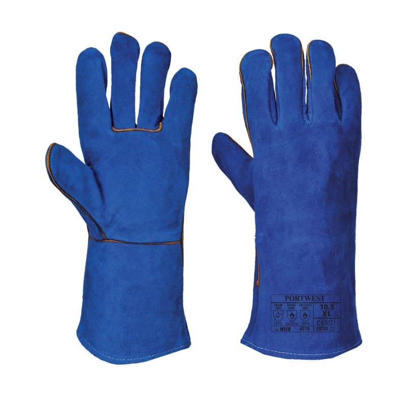 Portwest - Gants de soudeur en cuir croute de vachette norme EN12477 type A - 10 - Bleu