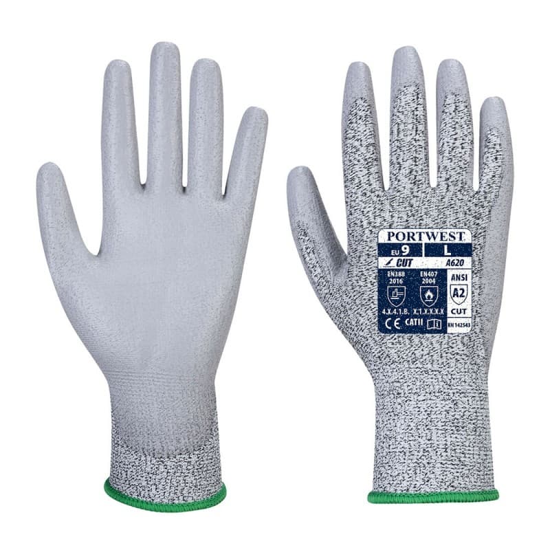 Portwest - Gants anti-coupures de niveau B avec paume enduit PU lisse (Pack de 12) - 9 - Gris