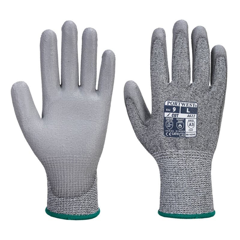 Portwest - Gants anti coupures de niveau C avec paume en PU - 9 - Gris