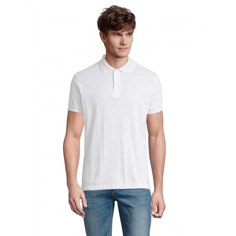 Sol's - Polo homme polycoton PRIME MEN - S - Blanc Chiné