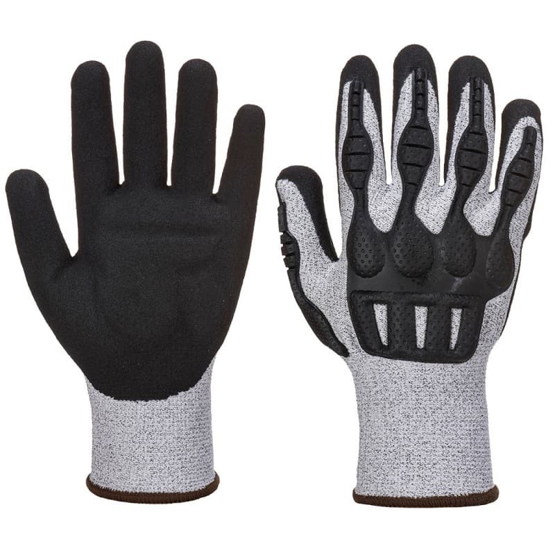 Portwest - Gants anti-impacts et anti-coupures de niveau C jauge 13 en TPV et mousse de nitrile - 9 - Gris / Noir