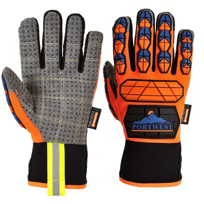 Portwest - Gants anti impacts étanche Aqua Seal Pro en PVC et néoprène - 9 - Orange / Bleu
