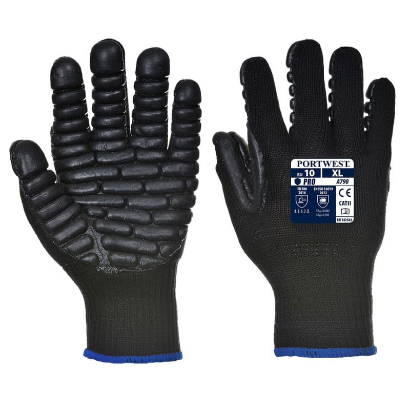 Portwest - Gants anti-vibrations noir spécial BTP - 9 - Noir