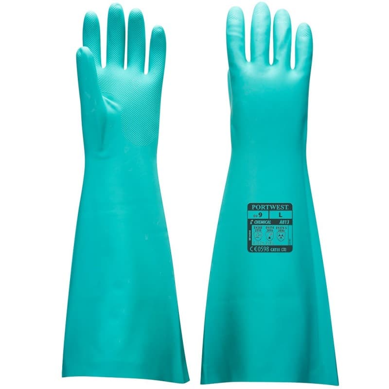 Portwest - Gants de protection chimique en nitrile extra long de 48cm - 9 - Vert
