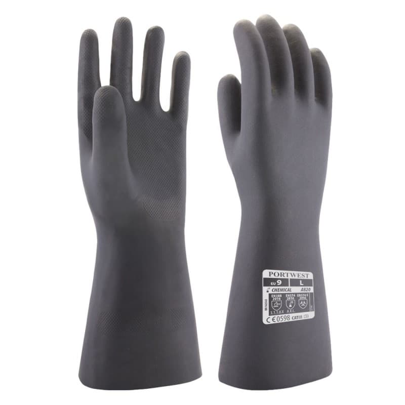 Portwest - Gants de protection chimique en néoprène de 38cm - 9 - Noir