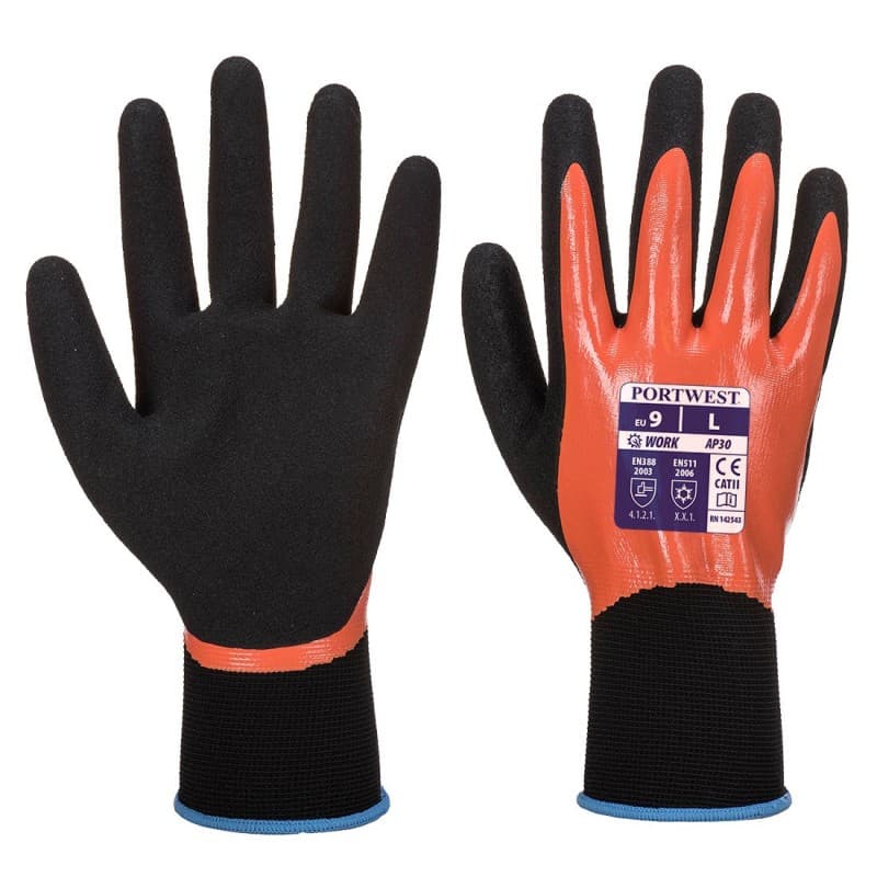 Portwest - Gants Grip imperméable en mousse de nitrile Dermo Pro (Pack de 12) - 9 - Orange / Noir