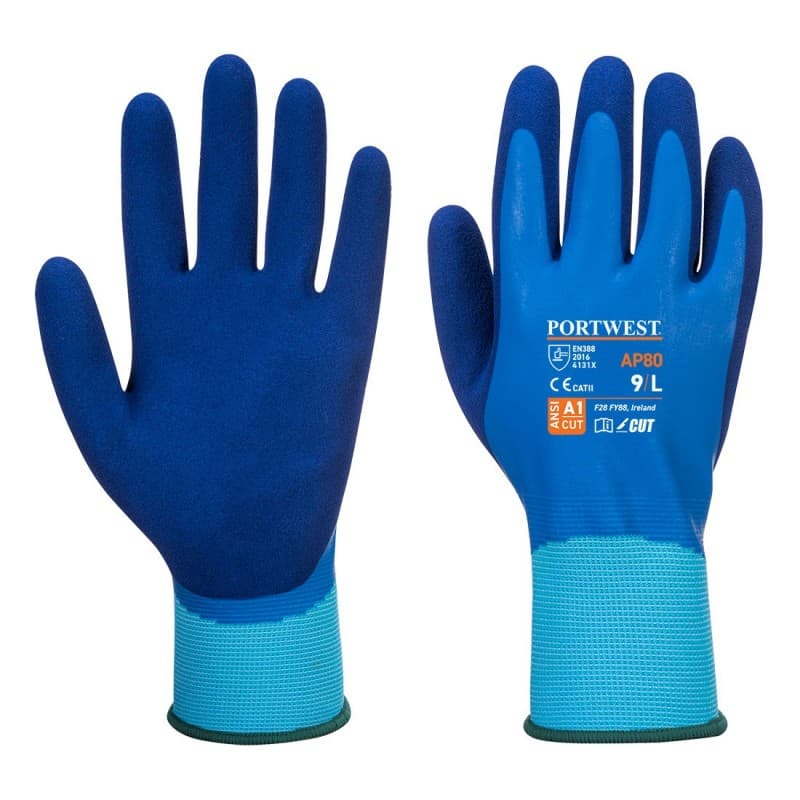 Portwest - Gants manutention contre les liquides en enduit latex Liquid Pro - 9 - Bleu