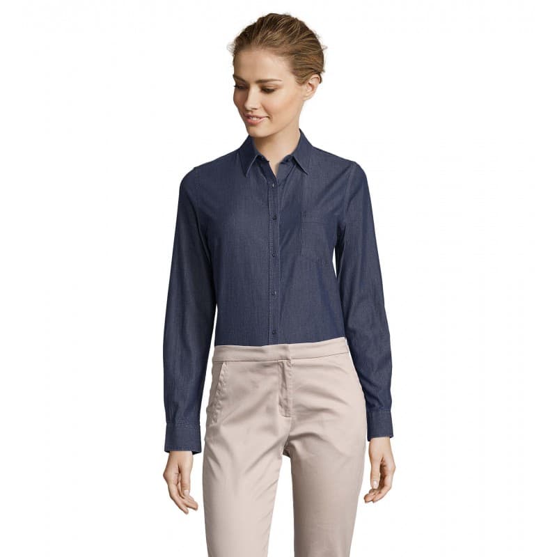 Sol's - Chemise femme en Jean Denim BARRY WOMEN - XS - Bleu Denim