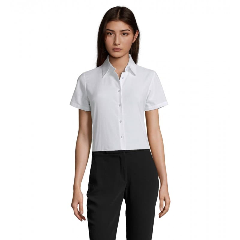 Sol's - Chemise femme oxford manches courtes ELITE - XS - Blanc