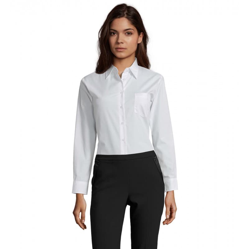 Sol's - Chemise femme popeline manches longues EXECUTIVE - XS - Blanc