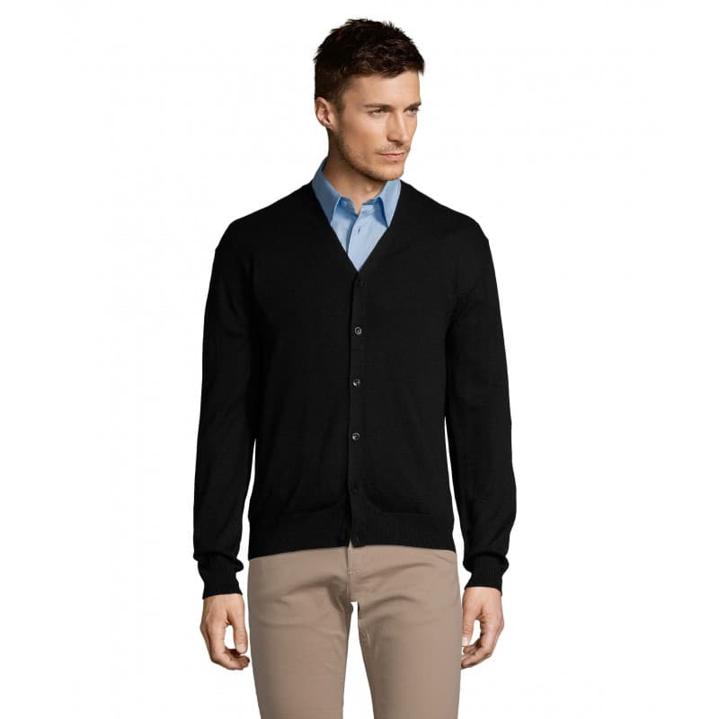 Sol's - Gilet homme boutonné col v GOLDEN MEN - S - Noir