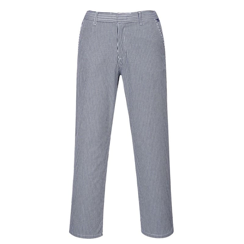 Portwest  - Pantalon de cuisine Barnet 100% coton fermeture crochet - S - Blanc / Bleu