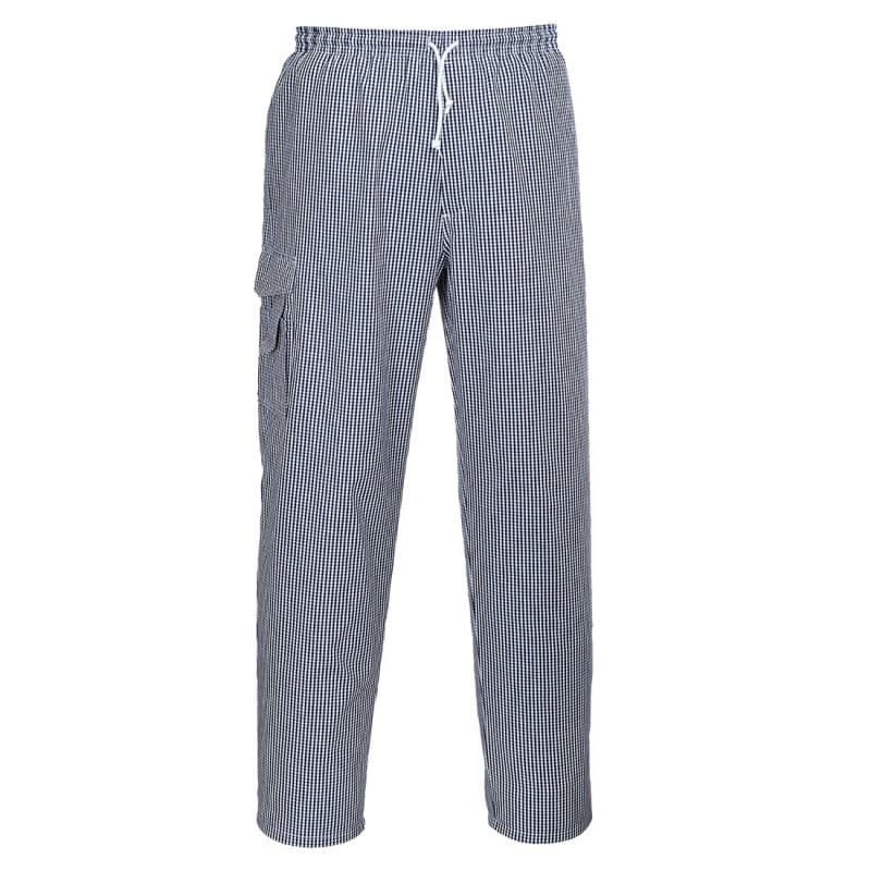 Portwest - Pantalon de cuisine Barnet 100% coton taille élastiquée - S - Blanc / Bleu