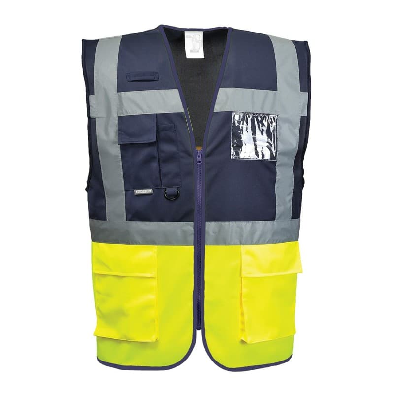 Portwest - Gilet de sécurité bicolore EXECUTIVE PARIS HV - L - Jaune / Bleu Marine