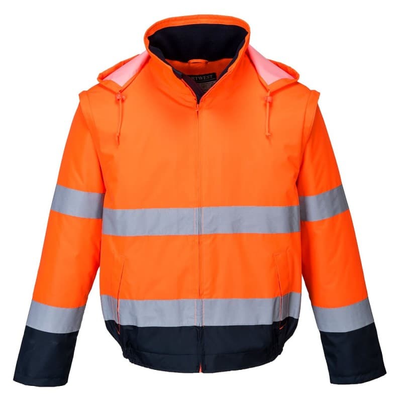 Portwest - Blouson de travail 2 en 1 doublé polaire HV - L - Orange