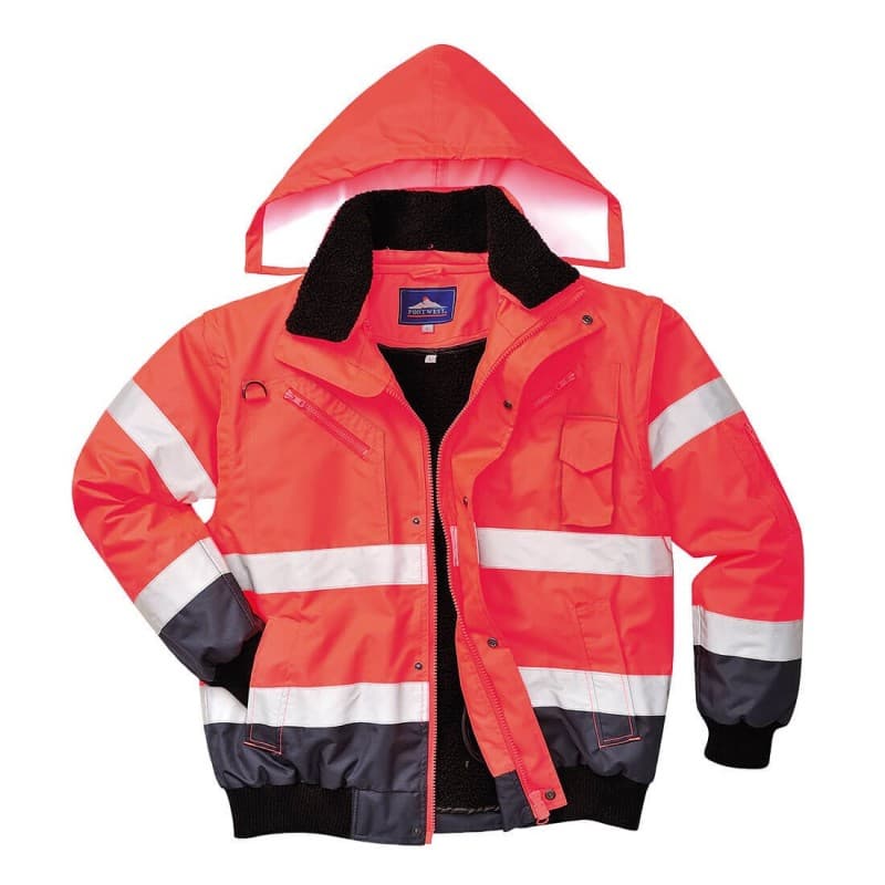 Portwest - Blouson de travail chaud certifié -40°C bicolore HV - L - Rouge / Bleu Marine