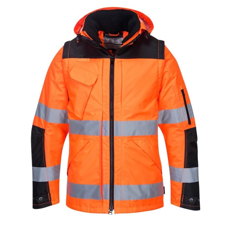 Portwest - Blouson de travail long 3 en 1 protection jusqu'à -40°C haute visibilité classe 3 - L - Orange