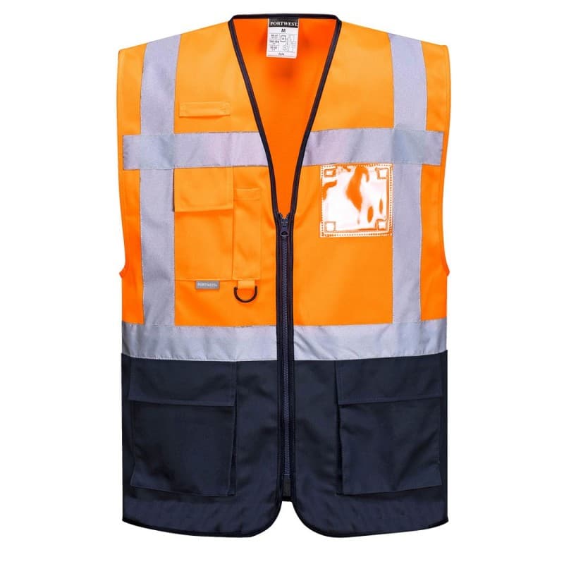 Portwest - Gilet HV - S - Orange / Bleu Marine