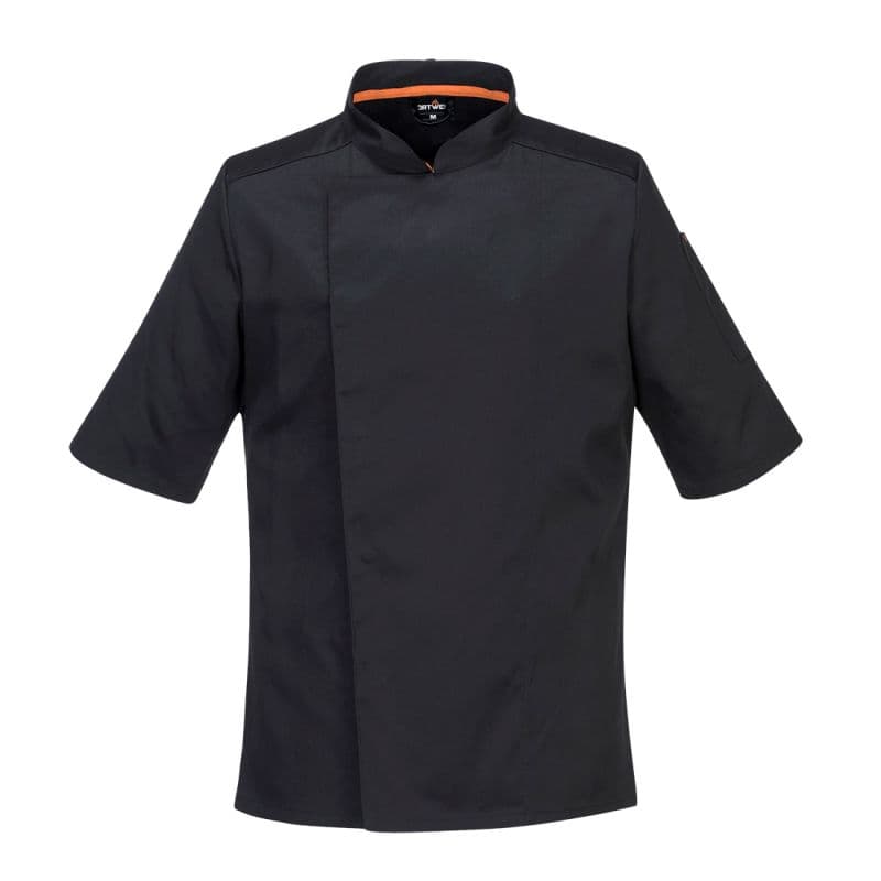 Portwest - Veste de cuisine à manches courtes en tissu aéré en poly-coton - L - Noir