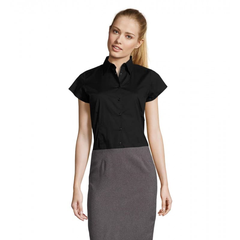 Sol's - Chemise femme stretch manches courtes EXCESS - XS - Noir