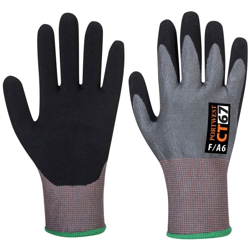 Portwest - Gants anti-coupures de niveau F jauge 13 en mousse nitrile - 9 - Gris / Noir