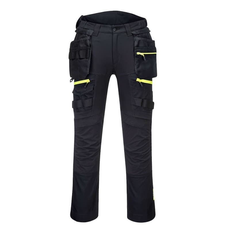 Portwest - Pantalon de travail stretch coupe slim fit taille haute avec liseré réfléchissant et poches amovibles DX4 - 36 - Noir