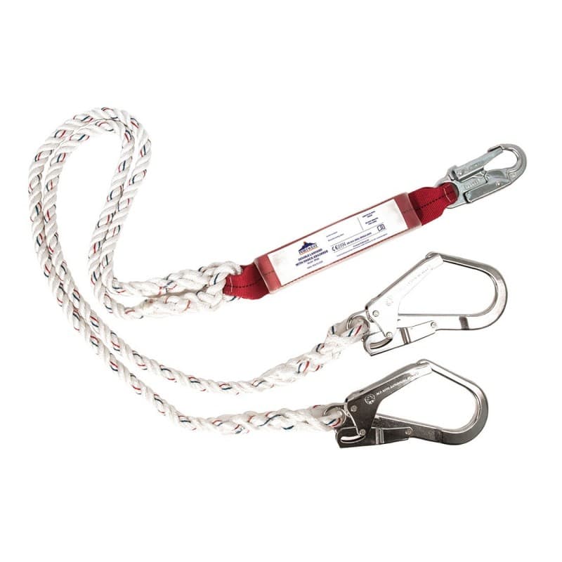 Portwest - Double longe en Y avec absorbeur d'énergie de 180cm en corde de polyester - Unique - Blanc