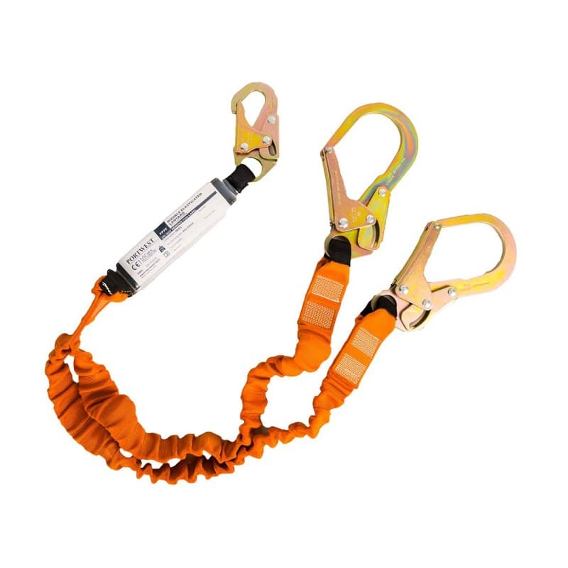Portwest - Longe double avec absorbeur de chocs 140kg max - Unique - Noir / Orange